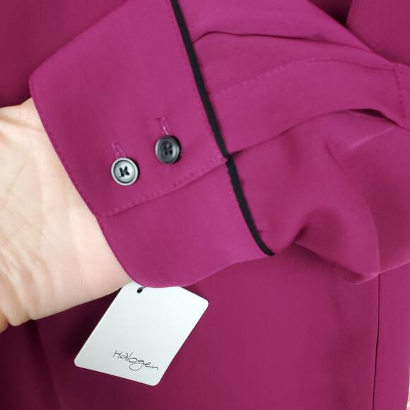 NWT Halogen Maroon Long Sleeve Button Down Top - Picture 6 of 8